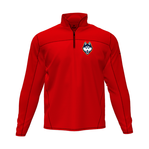 [CUS-DFW-QTRZ-PER-LSL-RED-AS-LOGO1] Quarter Zip Pullover (Adult S, Red, Logo 1)