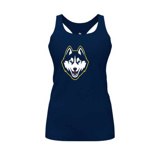 [FT0TRBNV-FYS-LOGO1] Decker Racerback Tank Top (Female Youth S, Navy, Logo 1)