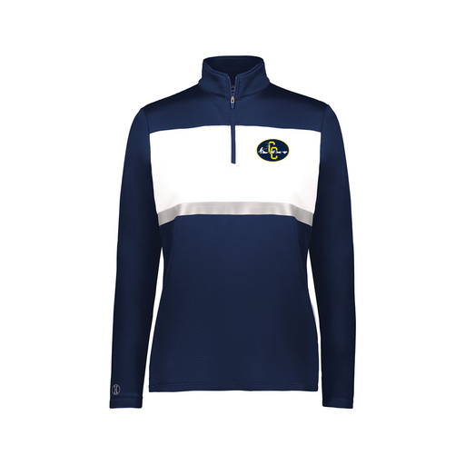 [222791.301.XS-LOGO2] Ladies Bold 1/4 Zip Pullover (Female Adult XS, Navy, Logo 2)