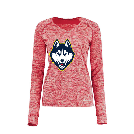 [222770.T20.XS-LOGO1] Ladies Electric Long Sleeve Shirt (Female Adult XS, Red, Logo 1)