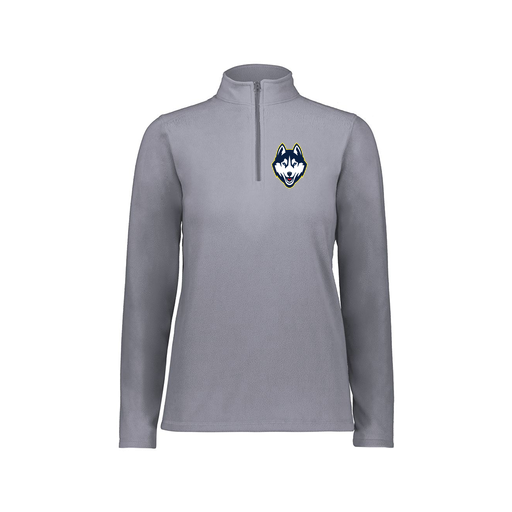 [6864.059.XS-LOGO1] Ladies MicroFleece 1/4 Zip Pullover (Female Adult XS, Gray, Logo 1)