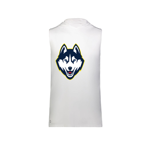 [222590.005.XS-LOGO1] Men's CoolDry Sleeveless Hoodie (Adult XS, White, Logo 1)