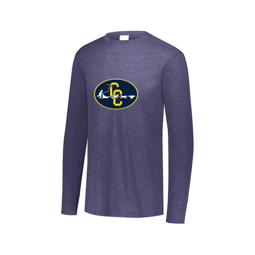 [FTLCUBNV-AXS-LOGO2] Decker Men's Tri-Blend T-Shirt - Long Sleeve (Adult XS, Navy, Logo 2)