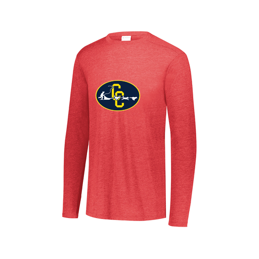 [FTLCUBRD-AXS-LOGO2] Decker Men's Tri-Blend T-Shirt - Long Sleeve (Adult XS, Red, Logo 2)