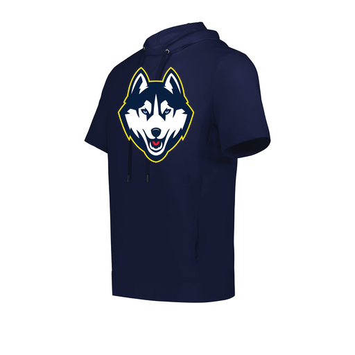 [222505.065.S-LOGO1] Men's Venturs Soft Knit Short Sleeve Hoodie (Adult S, Navy, Logo 1)