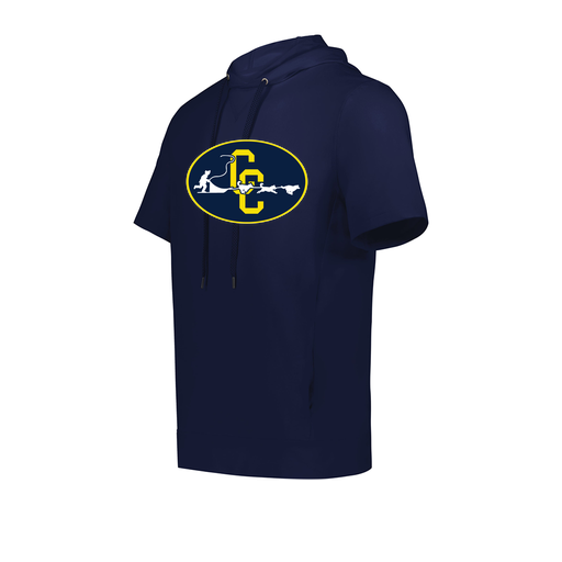 [222505.065.S-LOGO2] Men's Venturs Soft Knit Short Sleeve Hoodie (Adult S, Navy, Logo 2)