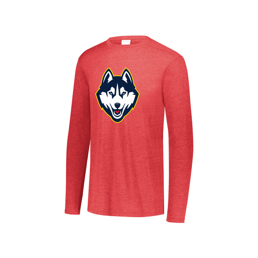 [FTLCUBRD-YS-LOGO1] Decker Youth Tri-Blend T-Shirt - Long Sleeve (Youth S, Red, Logo 1)