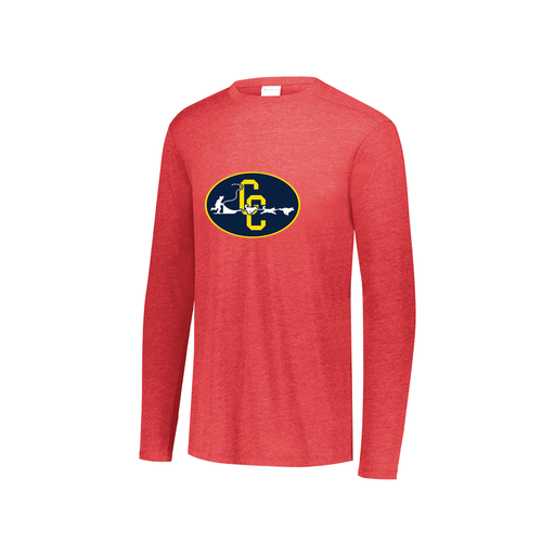 [FTLCUBRD-YS-LOGO2] Decker Youth Tri-Blend T-Shirt - Long Sleeve (Youth S, Red, Logo 2)