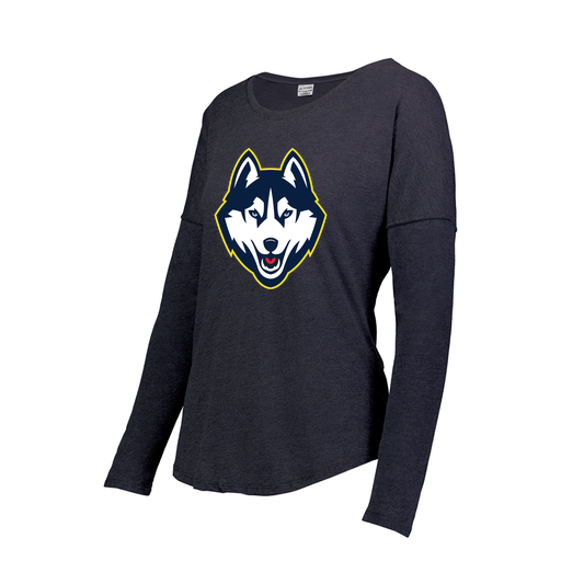 [FTLCUBNV-FAXS-LOGO1] Decker Women's Tri-Blend T-Shirt - Long Sleeve (Female Adult XS, Navy, Logo 1)