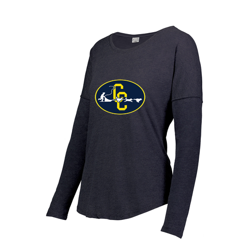 [FTLCUBNV-FAXS-LOGO2] Decker Women's Tri-Blend T-Shirt - Long Sleeve (Female Adult XS, Navy, Logo 2)
