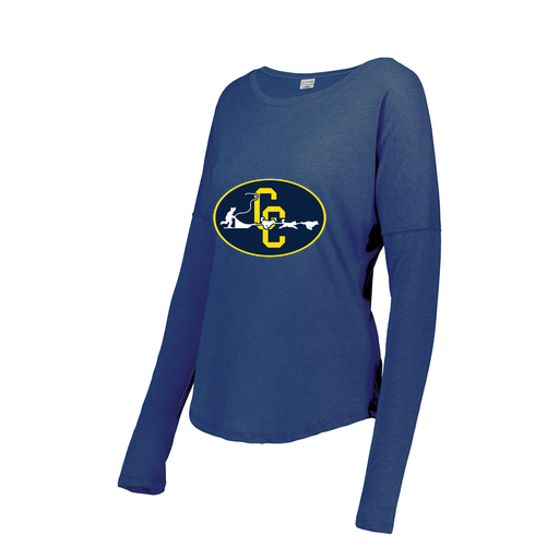 [FTLCUBRY-FAXS-LOGO2] Decker Women's Tri-Blend T-Shirt - Long Sleeve (Female Adult XS, Royal, Logo 2)